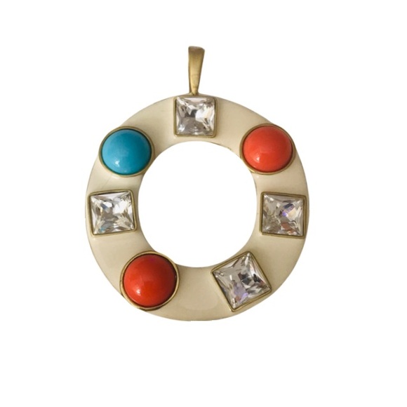 Kenneth Jay Lane Jewelry - Kenneth Jay Lane pendant with faux coral, turquoise and crystals